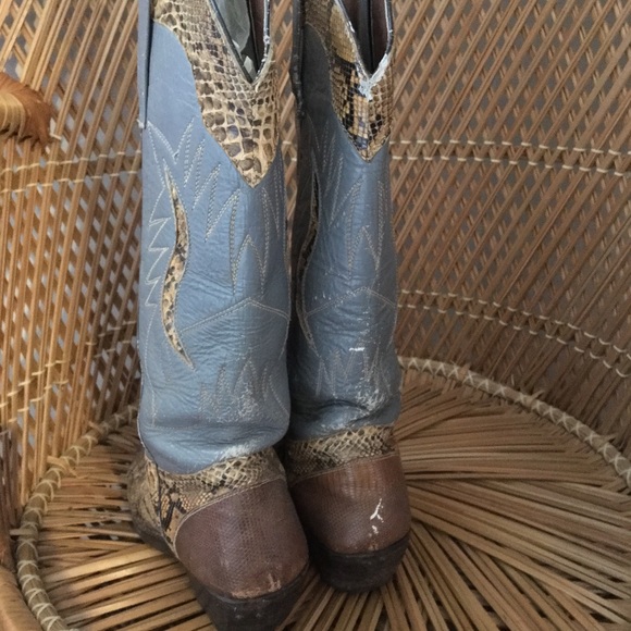 PYTHON Snakeskin mid-calf cowboy boots   9/9.5 - Picture 4 of 8